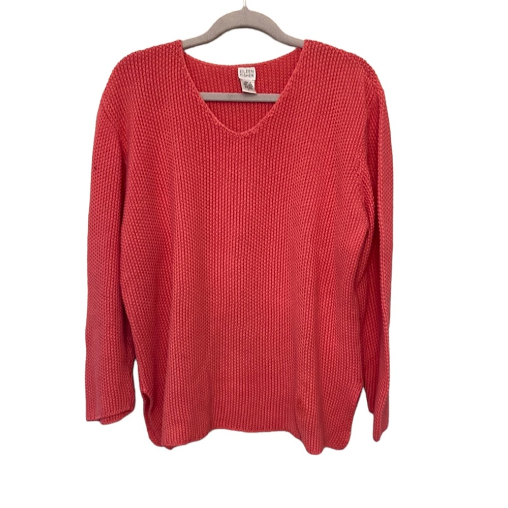 Eileen Fisher V Neck Pullover 100% Cotton Sweater